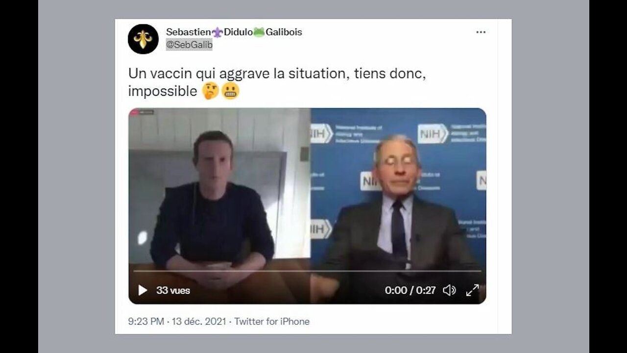 Fauci = " le vaccin rend les gens plus malades "