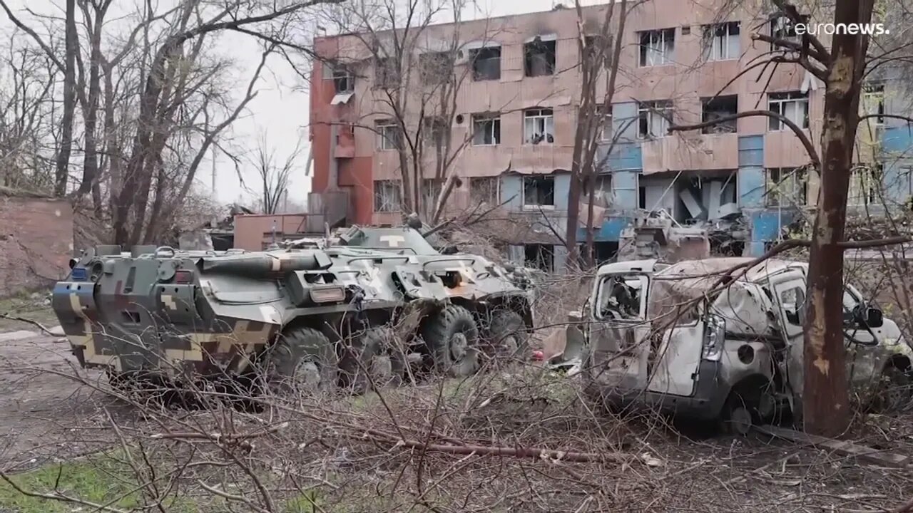 massive destruction in the streets of Mariupol