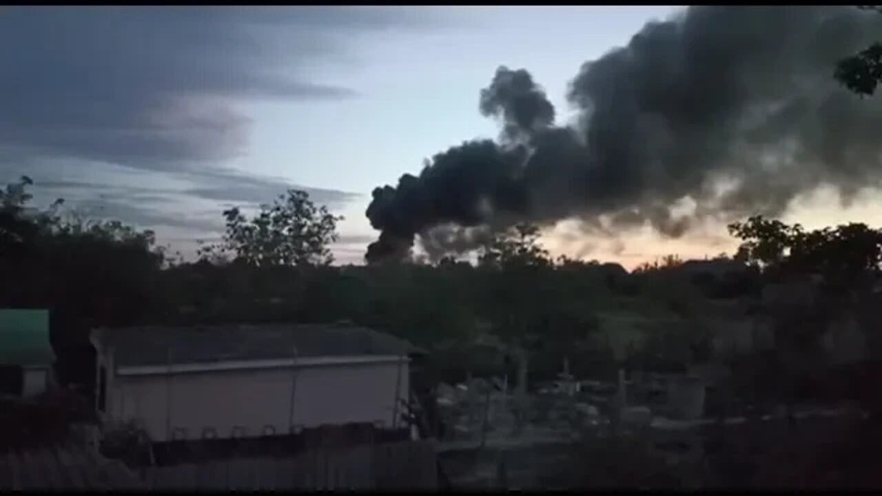Strong explosions and fires are reported in the Odessa region