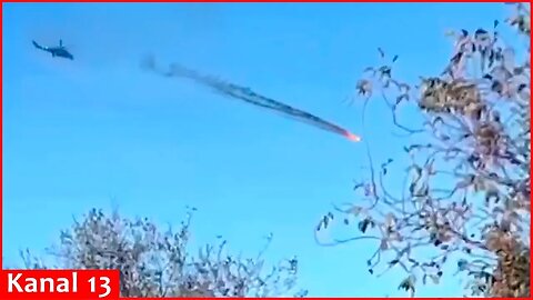 The moment Ukraine’s Mi-24 helicopter strikes Shaheed drone attacking Ukraine