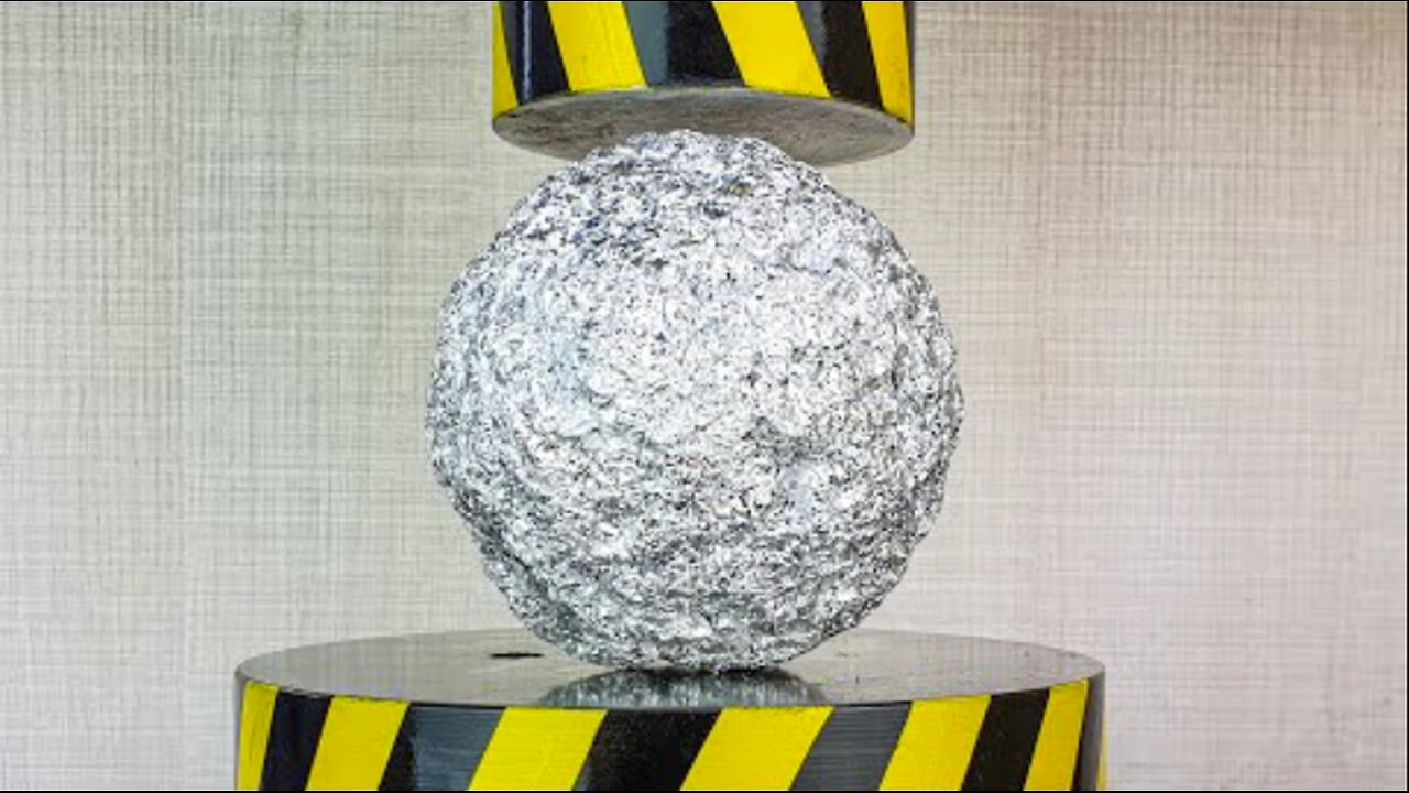 EXPERIMENT HYDRAULIC PRESS 100 TON vs ALUMINUM FOIL BALL