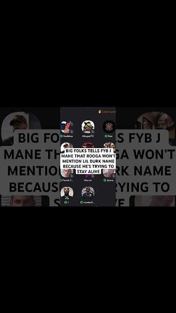 Big Folks Tells FYB J Mane That Rooga Won’t Mention Lil Durk!! #rocstar2800 #chicago