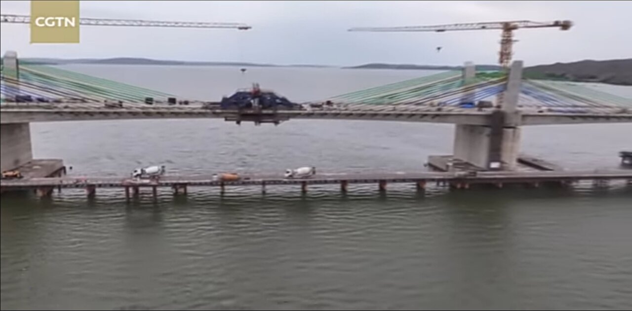 Two sides of Chinese-built Magufuli Bridge in Tanzania connected