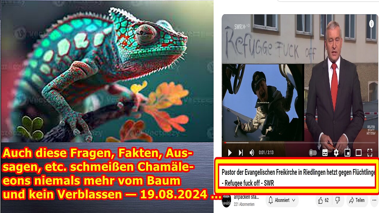 Auch diese Fragen, Fakten, Aussagen, etc. schmeißen Chamäleons niemals mehr vom Baum — 20.08.24 ...