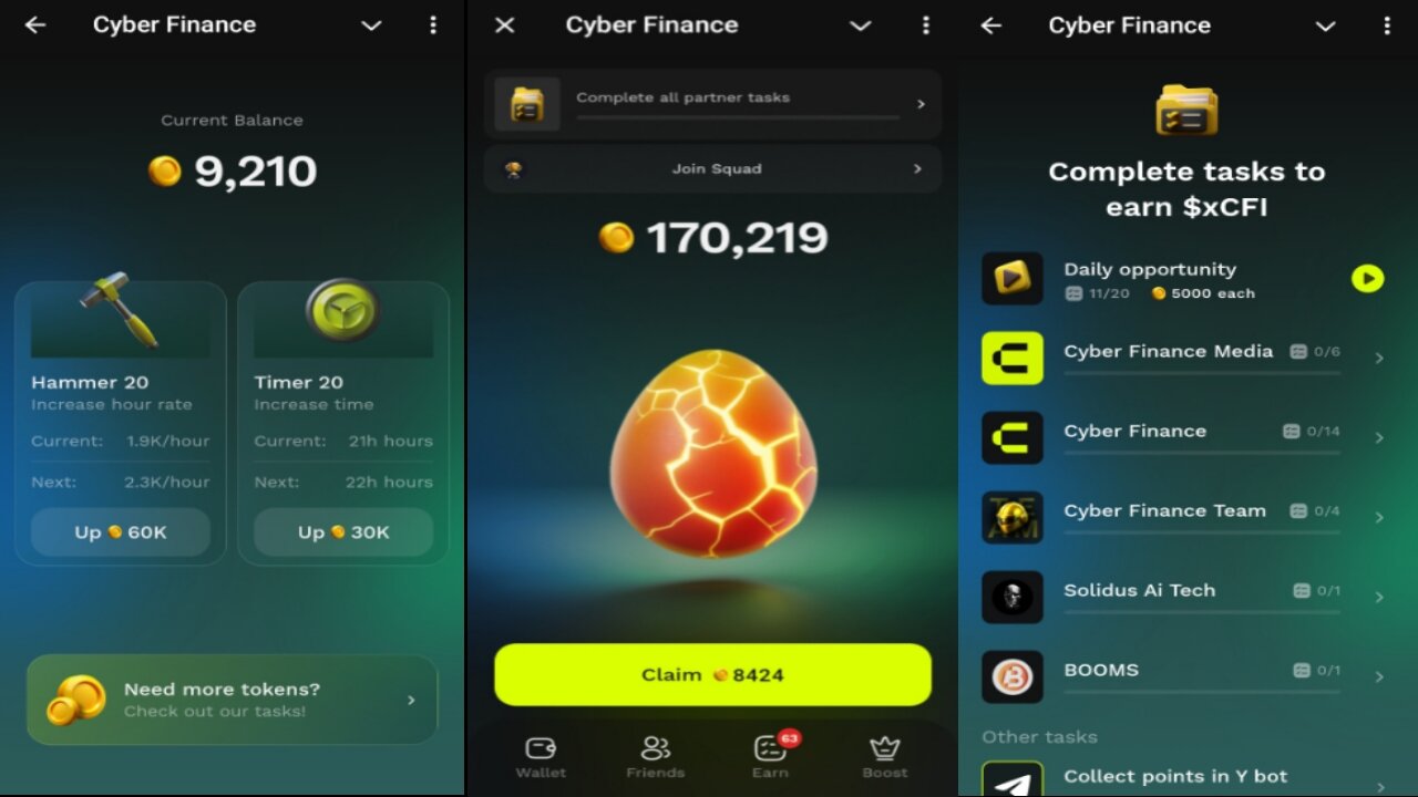 Cyber Finance | Claim Your $xCFI Now , Upgrade Your Hammer And Earn More | Telegram Crypto Bot