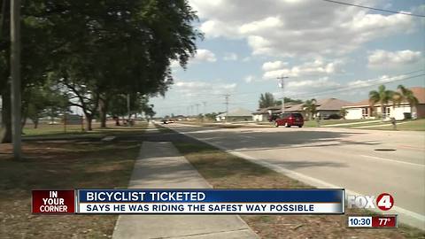 Bicyclist Ticketed, says he was riding the safest way possible