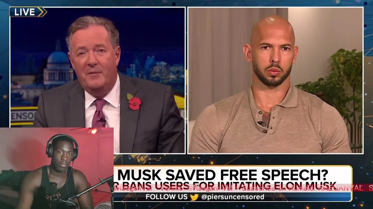 REACTION!!!Andrew Tate RETURNS To Debate Piers Morgan on Elon Musk And Free Speech