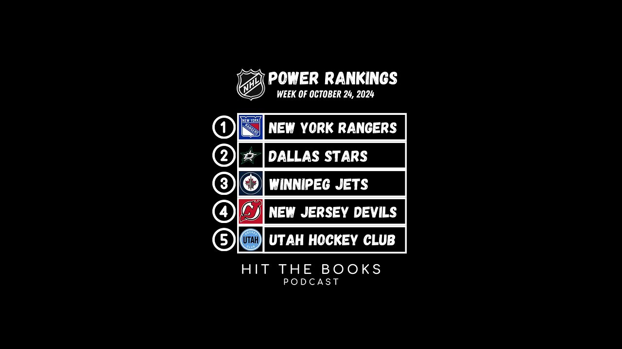 Power Rankings in the NHL for the Week of 10/24/2024. #HitTheBooks #NHL #Hockey