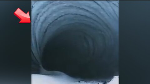 Beautiful whirlpools formed naturally in the cold cave