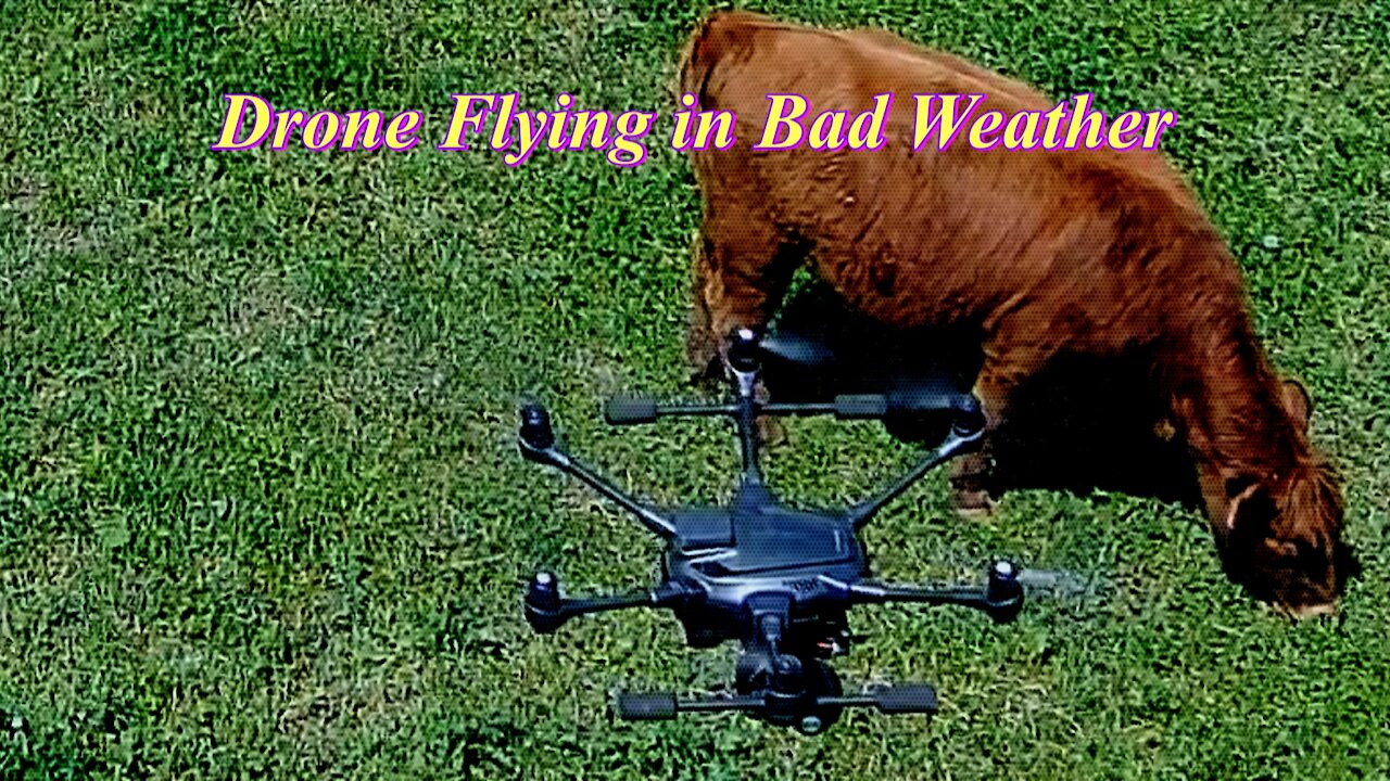 Drone flying in bad weather