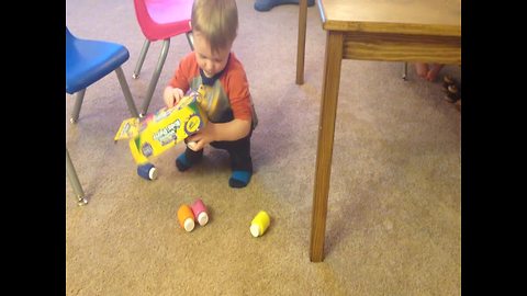 Sweet Boy Does his Best to Help Dad Clean