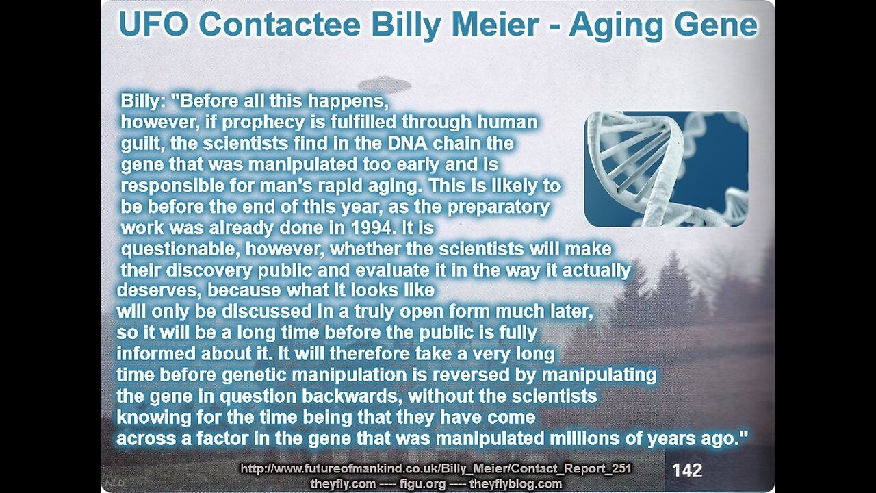 Billy Meier UFO Contact Reports - QA ET Manipulation of Aging Gene