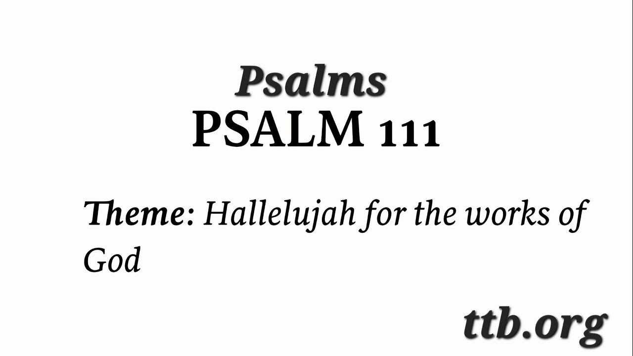 Psalm Chapter 111 (Bible Study)