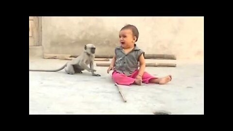 indian child video viral with monkey