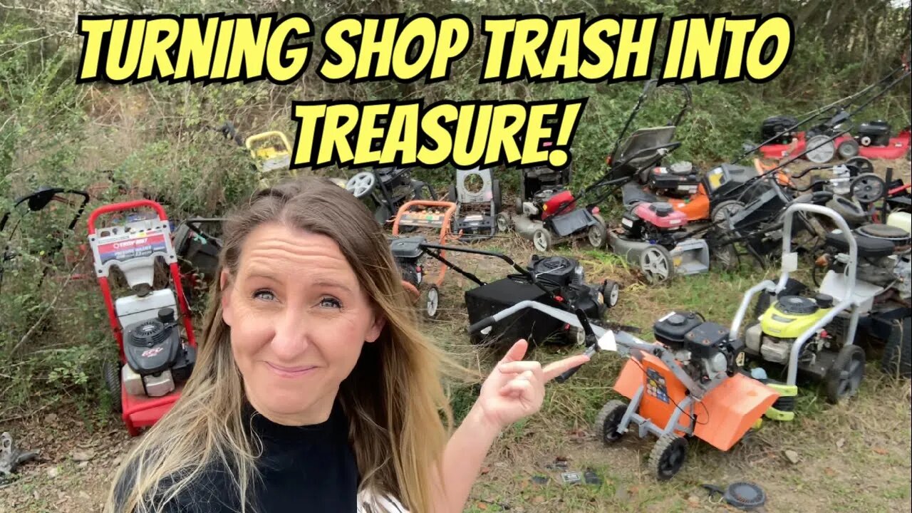 FREE MOWERS! Will they run? Briggs and Stratton push mower Turning Shop Trash Into TREASURE!