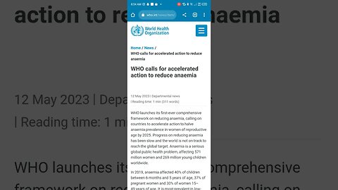 WHO WORLD HEALTH ORGANIZATION TO REDUCE ANEMIA