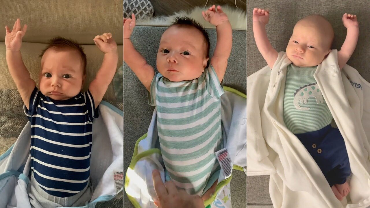 Cute Babies stretching their arms after taking a nap - Cute Baby Videos