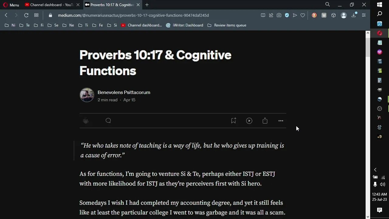 Proverbs 10:17; Proverbs & Cognitive Functions series