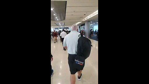 Walking to my gate at the Miami international Airport