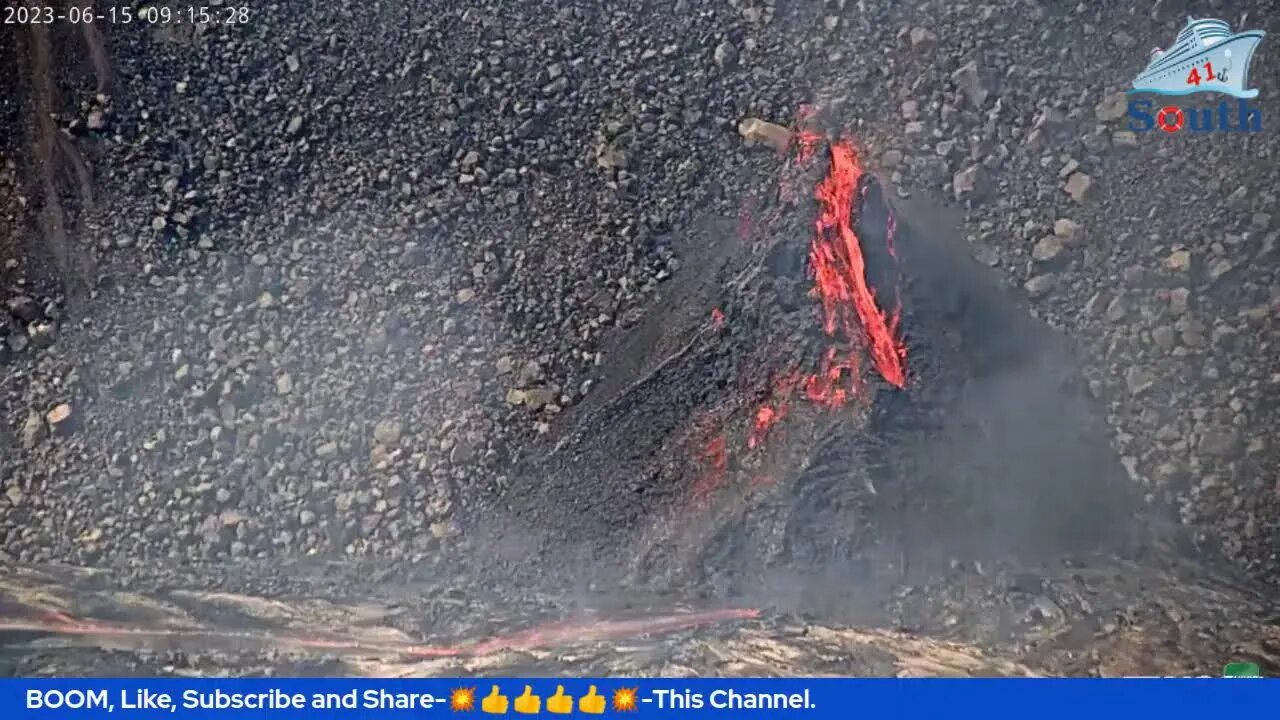 Kīlauea Volcano Live Stream - Halemaʻumaʻu crater, Real Time Action. 15/06/2023.