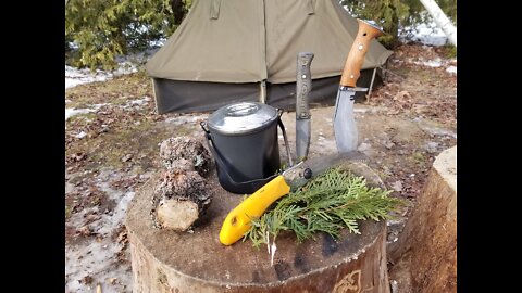 Cedar and Chaga Tea. Fatwood Pine Knots. Firebox twig Stove.