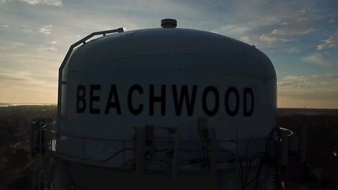 Drone flight Beachwood New Jersey water tower