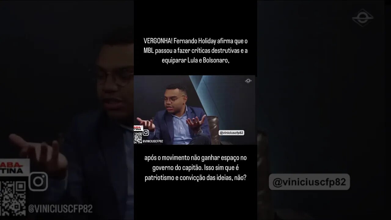 VERGONHA! Fernando Holiday explica o porquê do MBL passar a fazer críticas destrutivas ao Bolsonaro