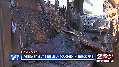 Vinita family's Bible untouched in truck fire