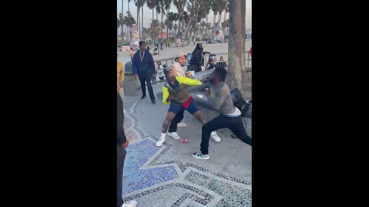 Bum fight in Venice Beach California