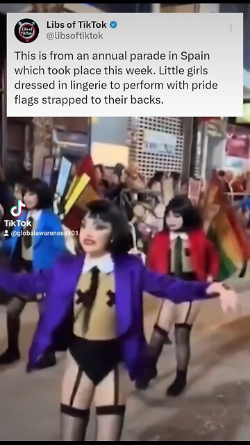 Little girls and probably boys too dressed in lingerie at Spain annual LGBT parade