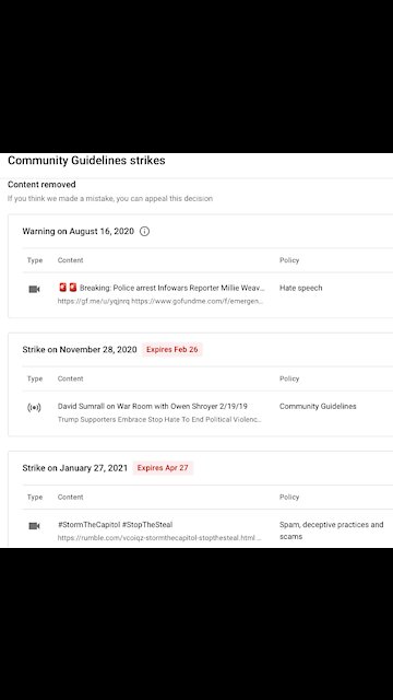 YouTube "community guidelines"