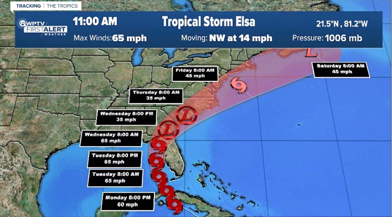 Tracking Tropical Storm Elsa as it heads toward Florida