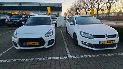 VW POLO and SUZUKI SWIFT SPORT HYBRID ZC33S Vs comparison visual white colors