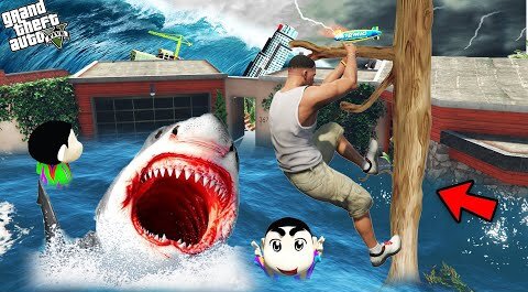 GTA 5 - Franklin Try To Survive Tsunami & Found Lost Shinchan And Pinchan In GTA 5