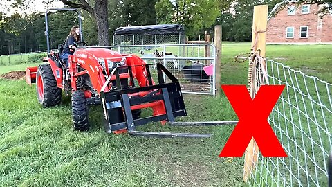 She Is Not As Good A Tractor Driver As She Thinks.. Minor Accident Building The Dog Pen.
