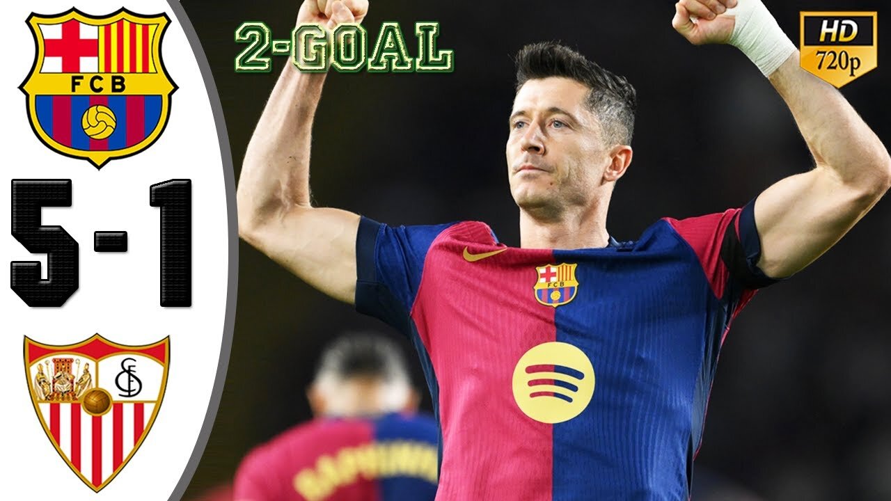 Barcelona vs Sevilla 5-1 Highlights & All Goals 2024 #football #highlights