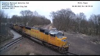 SB UP Manifest with 2 CSX Units at Mills Tower on April 8, 2022 #Steel Highway#