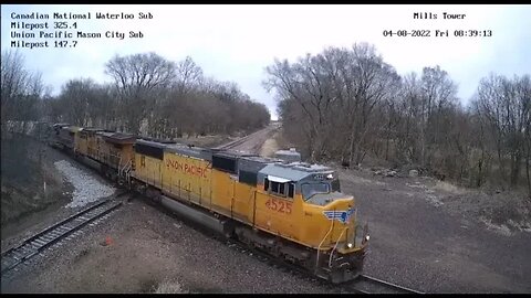 SB UP Manifest with 2 CSX Units at Mills Tower on April 8, 2022 #Steel Highway#