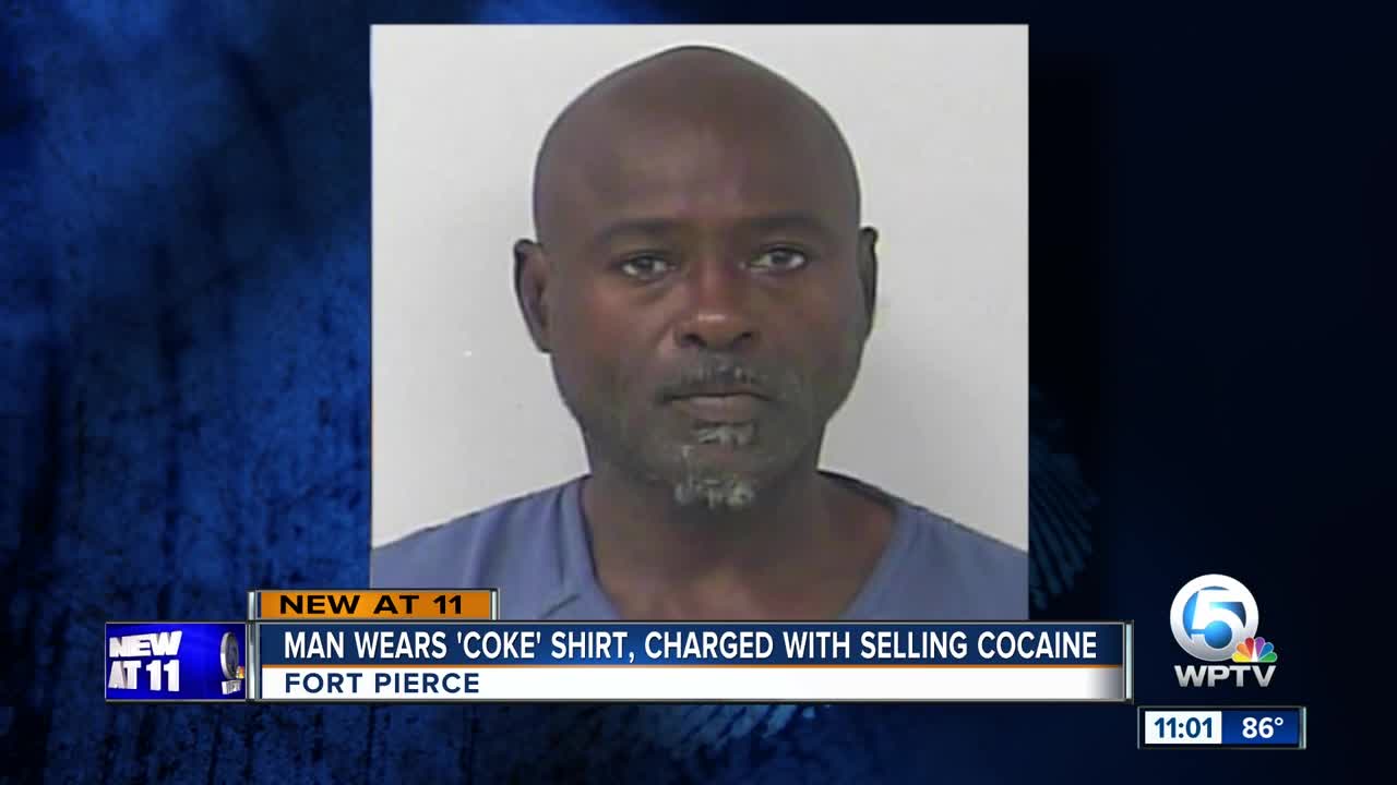 Man wearing 'Coke' shirt charged with selling cocaine