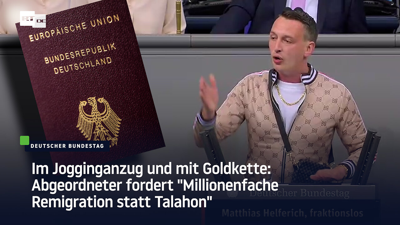 Im Jogginganzug und mit Goldkette: Abgeordneter fordert "Millionenfache Remigration statt Talahon"