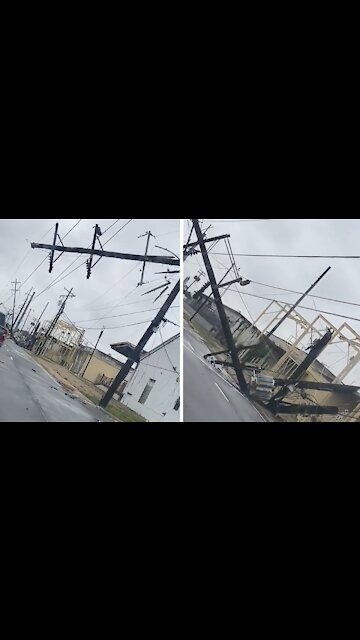 Massive powerline damage from Hurricane Ida in Baton Rouge