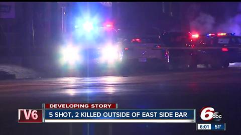 Two shot and killed, three wounded outside bar on Indianapolis' east side