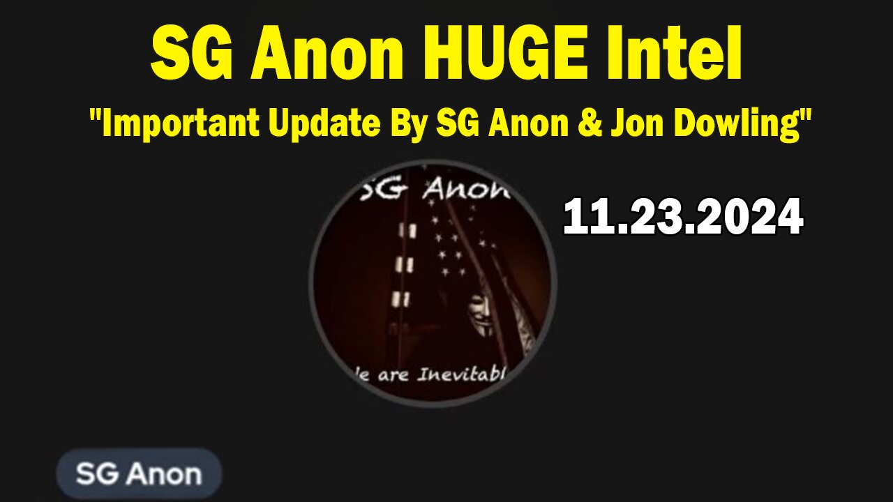 SG Anon HUGE Intel 11.23.24: "Important Update By SG Anon & Jon Dowling"