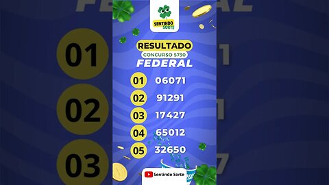 🍀 Resultado FEDERAL 5730 | Sentindo Sorte #shorts