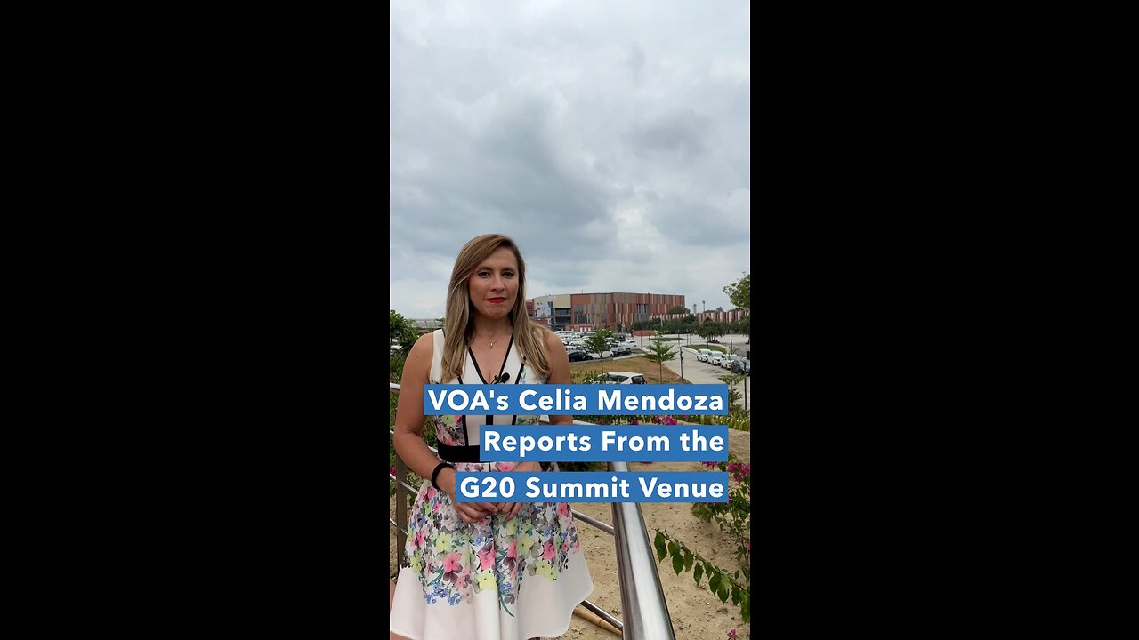 Celia Mendoza reports from the G20 summit venue, in New Delhi, India, Sept. 9, 2023.