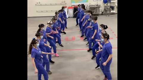 Nurses dancing in Sweden, Karlstad (February 2021)