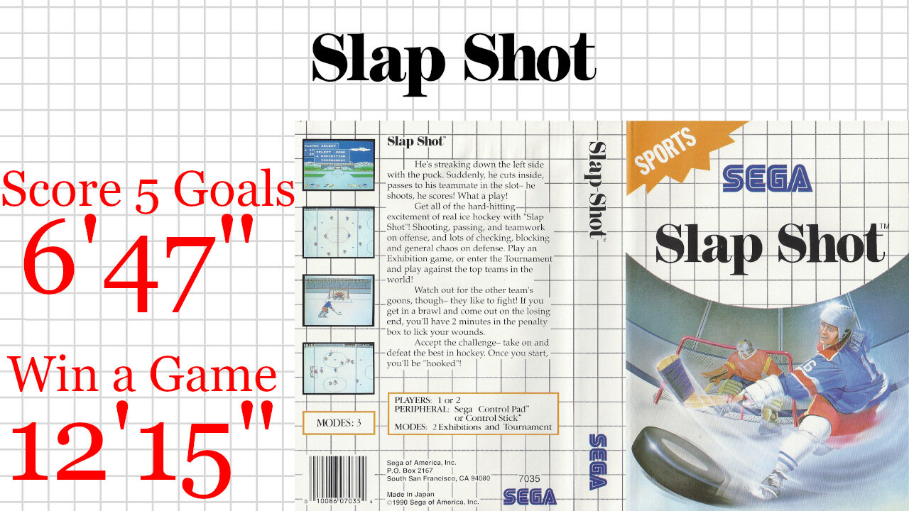 Slap Shot [SMS] 5 Goals & Win a Game [6'47"850 | 12'15"766]