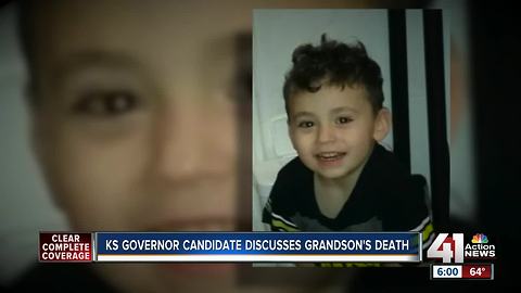 Kansas gubernatorial candidate speaks out about grandson's tragic death