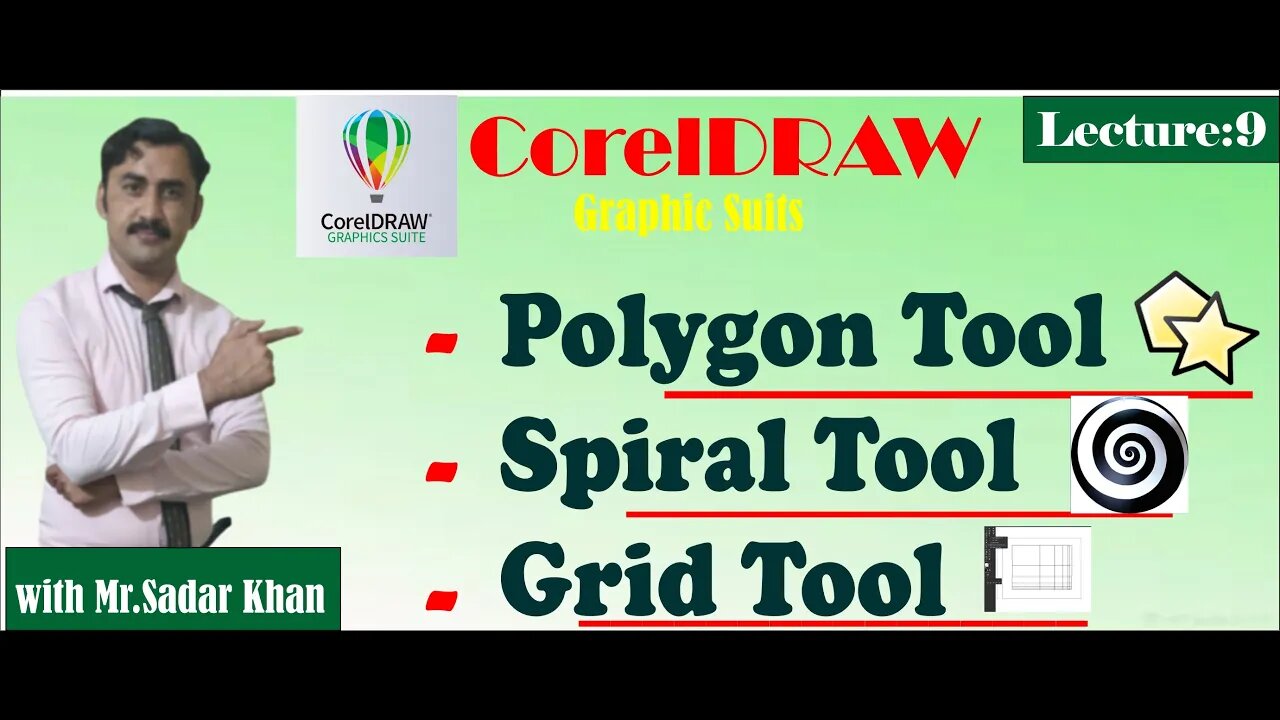 How to use Polygon tool in corel 2020| star|spiral|spiral|grid tool|coreldraw|Sadar Khan Tv