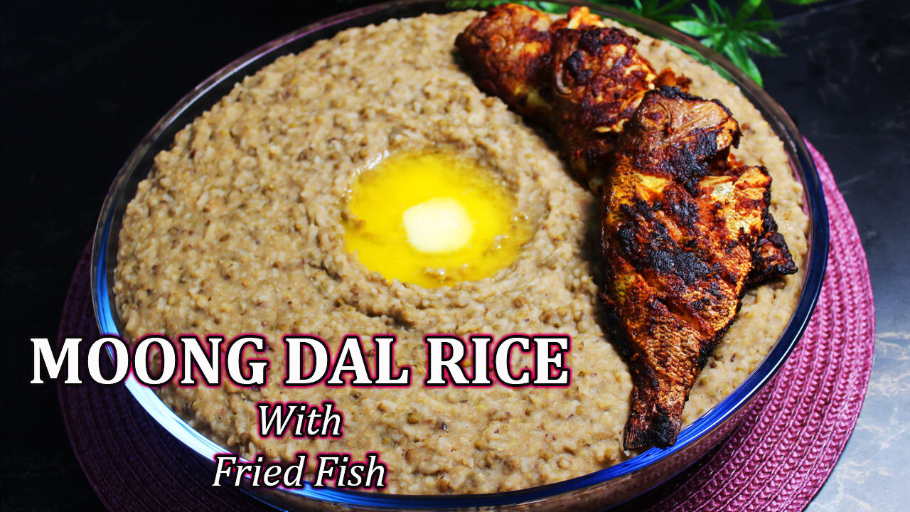 Moong Dal Cereal with Fried Fish I Balochi Traditional Dish Mash Batt Recipe